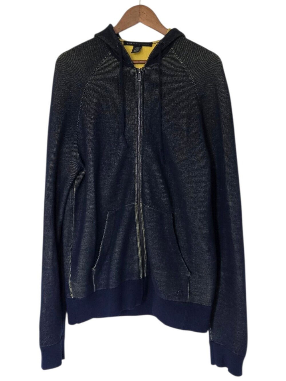 Marc by Marc Jacobs Hoodie Men Large Navy Wool Blend Full Zip - Picture 2 of 12